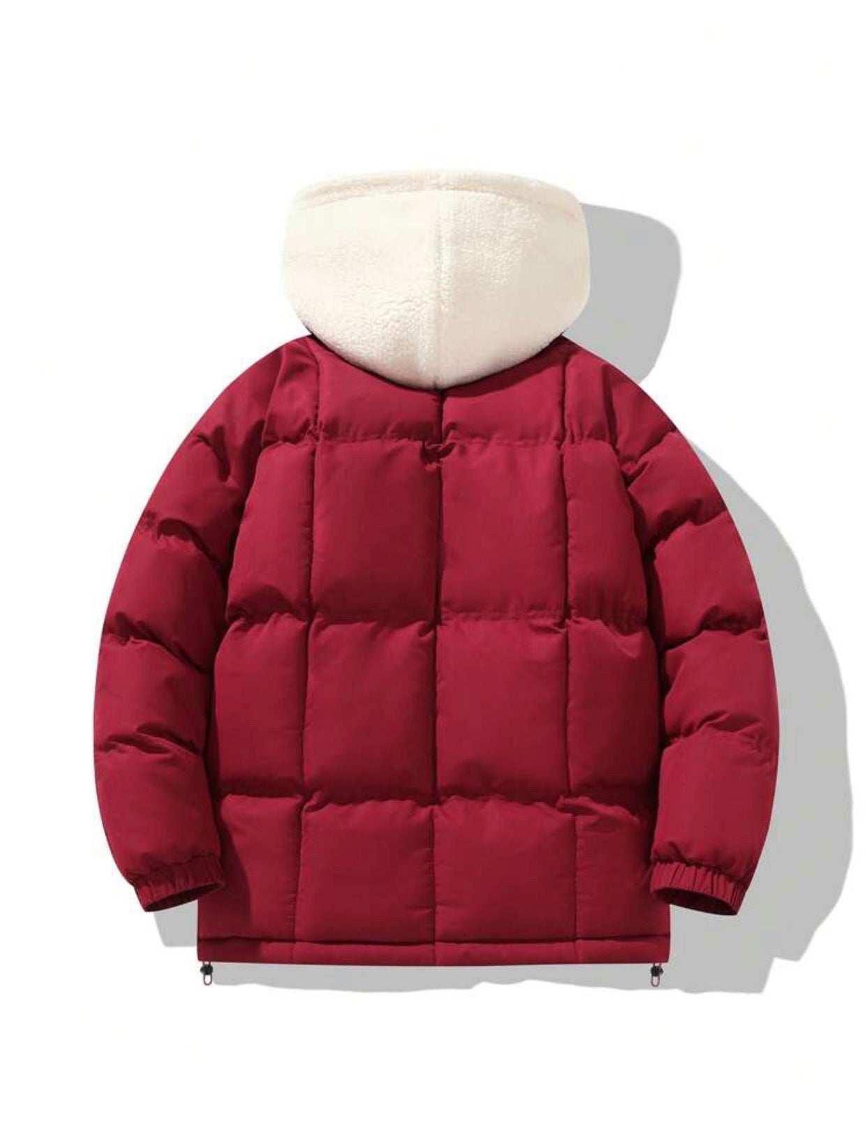 Maroon Puffer Sherpa Hood Jacket
