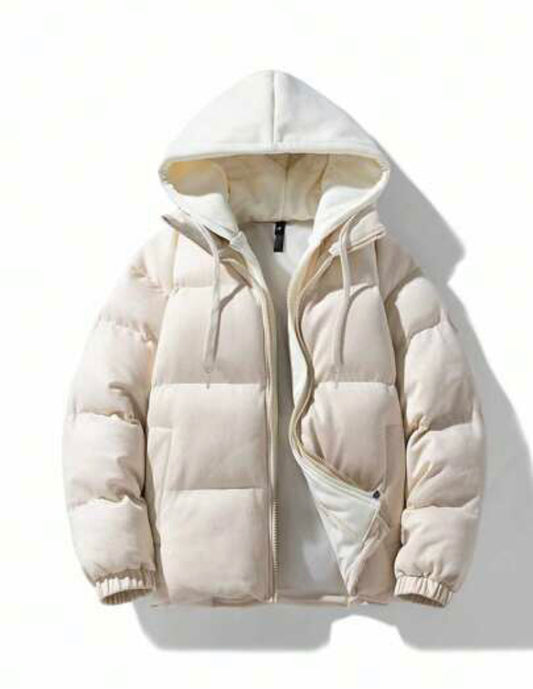 Beige Hooded Puffer Jacket
