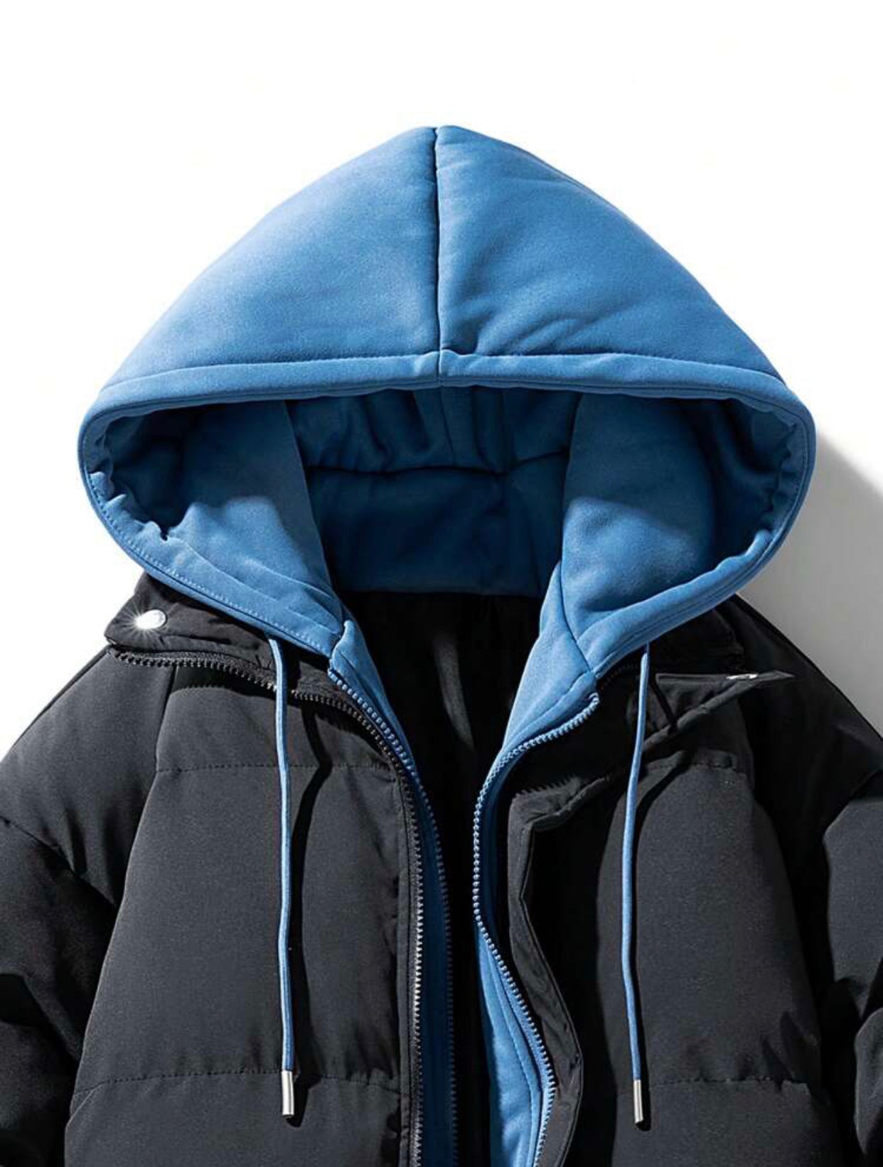 Black & Blue Hooded Puffer Jacket