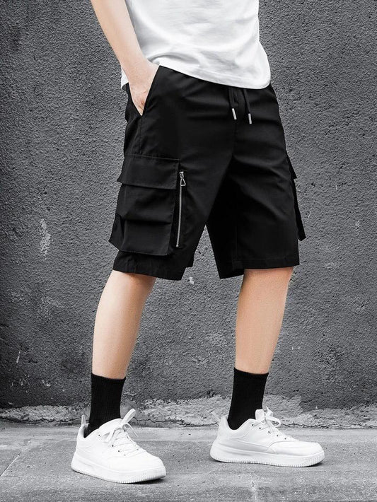 Black Flap Pocket Shorts