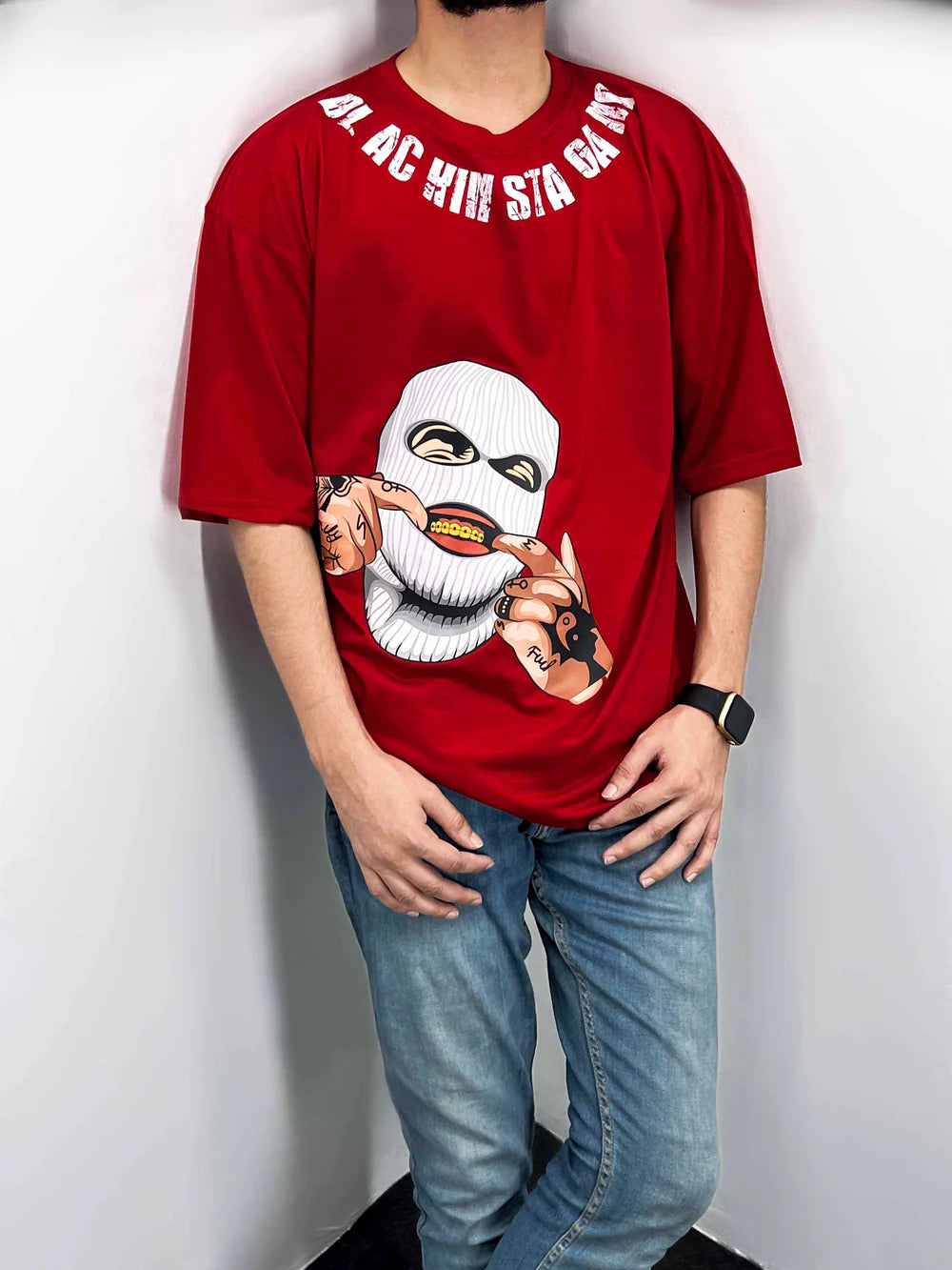 Maroon Insta Gang Oversized T-shirt