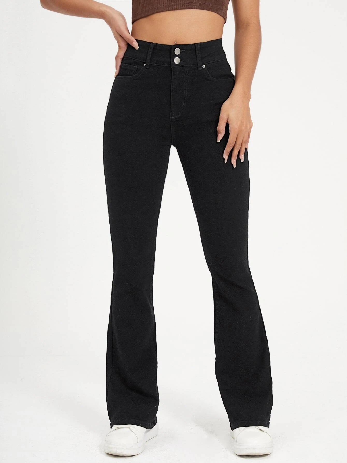 High Waisted Bootcut Jeans Black – Brands 4 you.pk
