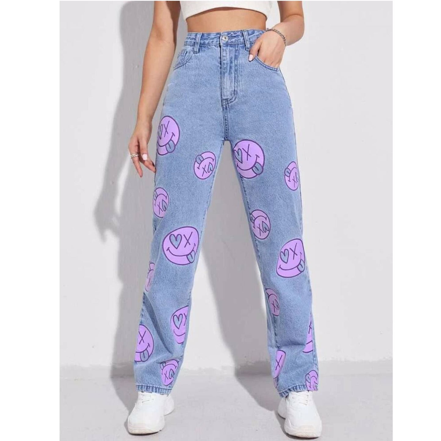Lite Washed Graphic Printed Jeans