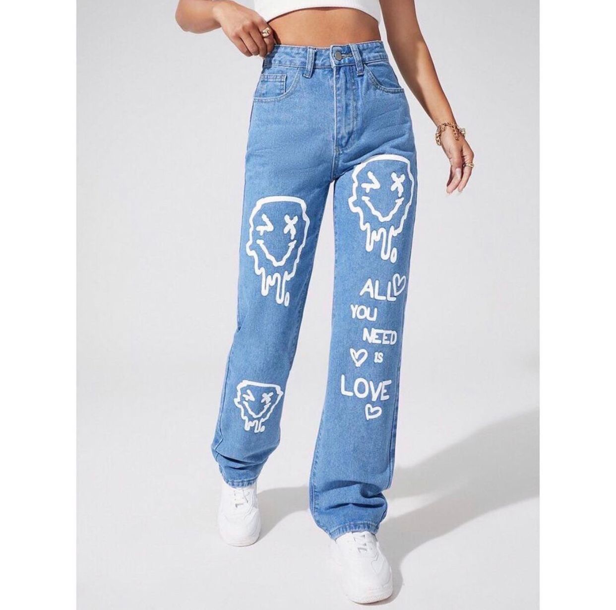 Lite Washed Graphic Printed Jeans