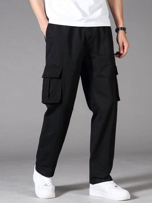 Black Side Pocket Cargo Pants, front picture 