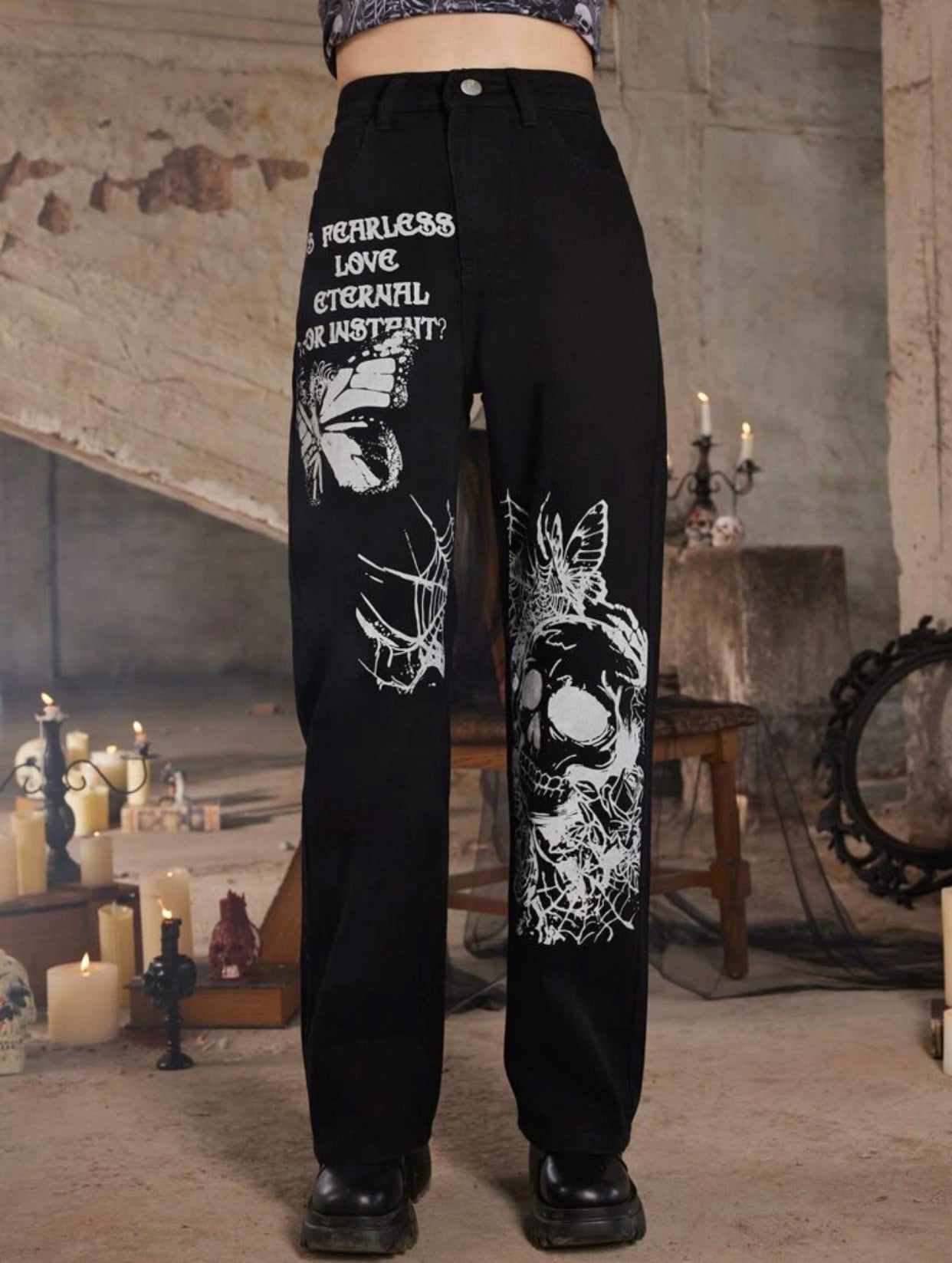 Graphic Printed Wide leg jeans